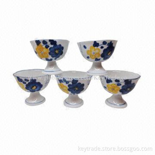 Fine porcelain ice-cream cup with spoon, hand paint